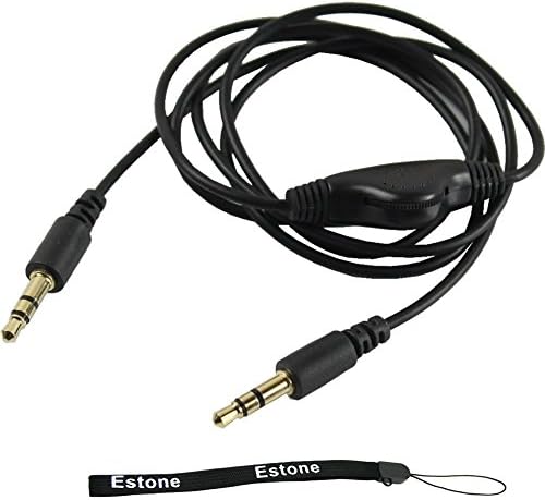 Estone 2Pcs 3.5mm M/M Stereo Headphone Audio Extension Cable Cord With Volume Control Black