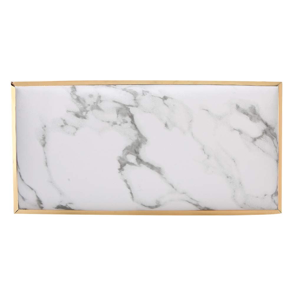 Nail Art Hand Pillow Soft PU Leather Nail Arm Rest Comfortable Arc Design Manicure Hand Rest Stainless Steel Frame Nail Art Pillow for Manicure Salon o Home Use (Marble)