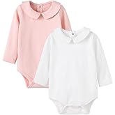 pureborn Baby Romper Bodysuits 2-Pack Unisex Soft Cotton One-Piece Outfit for Infant Boys Girls 0-24 Months