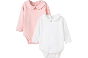 pureborn Baby Romper Bodysuits 2-Pack Unisex Soft Cotton One-Piece Outfit for Infant Boys Girls 0-24 Months