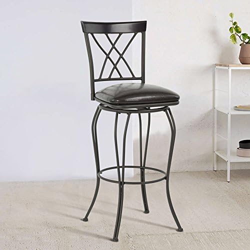 Lillyarn PU Leather Bar Chair Metal Bar Stool with Black Upholstered Swivel-Seat and Footrest Barstool, 30inch