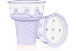 HAPYWAER Hookah Bowl Ceramic Shisha Tobacco Bowl Ice Cream Clay with Glaze Phunnel Hookah Shisha Bowl(purple)