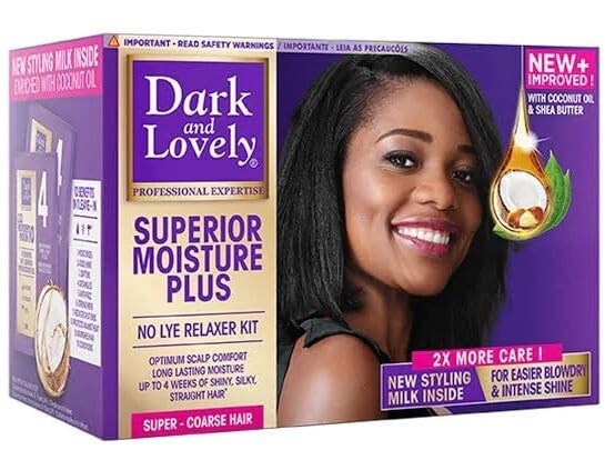 Dark and Lovely Superior Moisture Plus | No Lye Relaxer | Super for Coarse Hair | Enriched with Coconut Oil