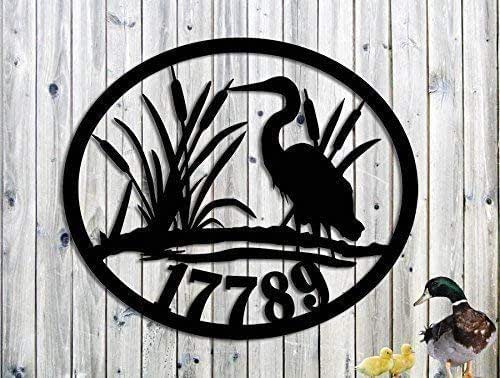 Amazon Com Blue Heron Custom Lake House Metal Address Sign Hand