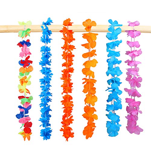 CXTSMSKT Hawaiian Leis 100 Counts Tropical Hawaii Luau Flower Leis for