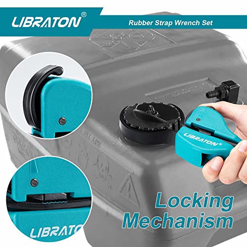 LIBRATON Rubber Belt Wrench, Adjustable Belt Wrench, 2 Pieces Oil Filter Belt Wrench, Multifunction Belt Wrenches