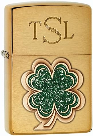Personalized Shamrock Emblem Zippo Lighter with Free Engraving