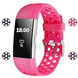 For Fitbit Charge 2 Bands, Adjustable Replacement Sport Strap Bands for Fitbit Charge 2 Smartwatch Fitness Wristband Soft Silicone All Rose Small