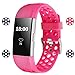 iGK Silicone Replacement Bands Compatible for Fitbit Charge 2, Adjustable Breathable Sport Strap Smartwatch Fitness Wristband with Air Holes All Rose Small