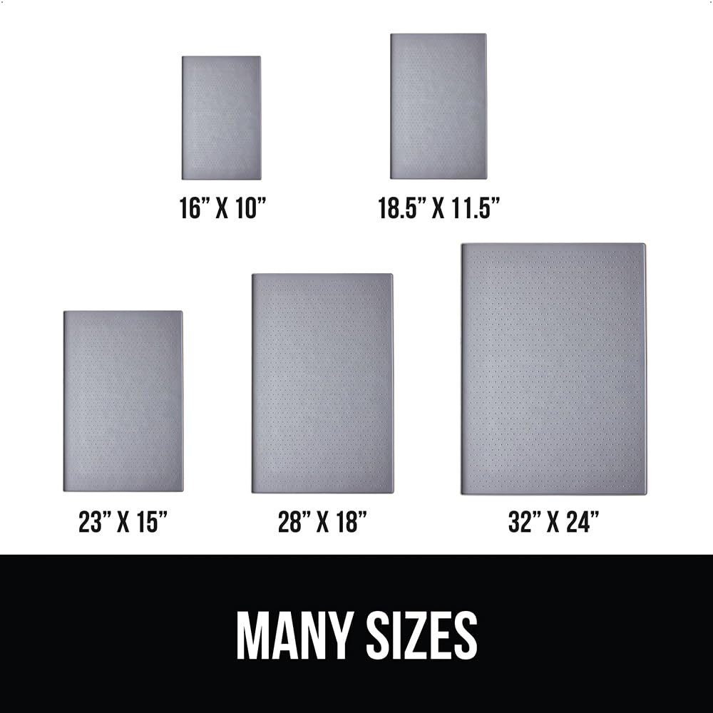 GORILLA GRIP 100% Waterproof Raised Edge BPA Free Silicone Pet Feeding Mat, Dog Cat Food Mats Contain Spills Protects Floors, Placemats for Cats and Dogs Water Bowl, Pets Accessories 18.5x11.5 Gray