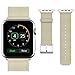 MOOSENG Replacement Band for Apple Watch 42mm Series 1 2 3 with Leather Strap and Metal Clasp (Stone)