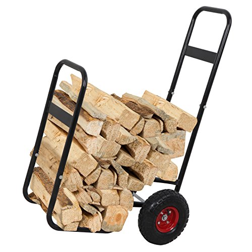 (GG) Firewood Carrier Wood Mover Log Hauler Fire Rack Caddy Cart Dolly Rolling