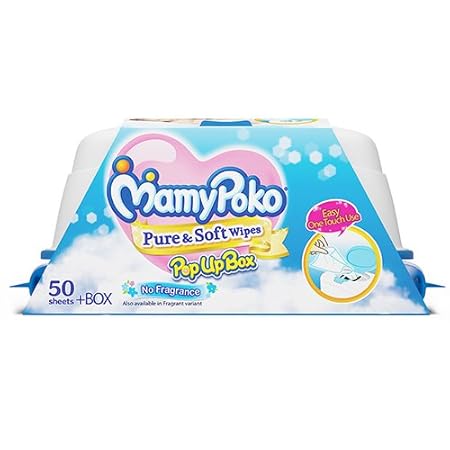 MamyPoko Pure and Soft No Fragrance Wipes Box (Dark Blue, 50 Sheets)