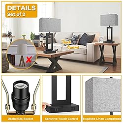 TOBUSA Set of 2 Modern Touch Control Table Lamps