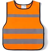 IDOU Orange Kids Adjustable Waist Safety Vest Pullover with 360° Reflective Strips, Hi-Vis Toddler Construction Vest for Ages 3-6 Outdoor & Night Use/ ADTTS1/XS