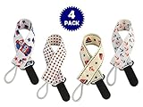 Baby Boy Ribbon Pacifier Clips. Pack of 4 Super Cute Soothie Holders From Stuff4Tots. Stylish and Functional. The Best Way to Keep Baby's Binky Clean and Reachable! Strong, Durable and Easy to Use
