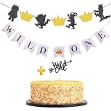 Weimaro Where the Wild Things Are Inspired Party Supplies & Wild One Banner with Cake Toppers Decorations for 1st Birthday Party Table/Backdrop/Photo Prop Decorations