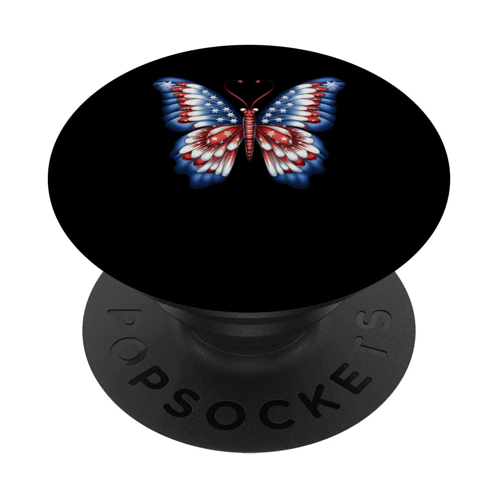 US American Flag Butterfly Vintage 4th Of July Patriotic PopSockets Swappable PopGrip