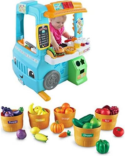 Learning Resources Laugh &amp; Learn Servin' Up Fun Food Truck With Farmer's Market Color Sorting Set, Baby, Kid, Toddler Holiday Present Toy, Learning Skills