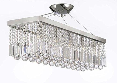 10 Light 40 Contemporary Crystal Chandelier Rectangular