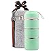 WORTHBUY Stackable Bento Lunch Box Thermal Containers for Hot Food Stainless Steel Leakproof Food Storage Containers with Insulated Lunch Bag for Adult and Office (Green, 3-Layer)