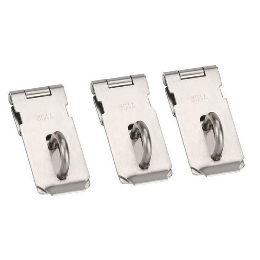 3 Sets HASP and Staple Stainess Steel Door Latch Padlock Catch Garden Shed Coop 3"