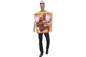Unisex Cream Waffles Costume Fancy Dress Halloween Party Funny Outfit with Hat for Adult Men Women Carnival Party Cosplay