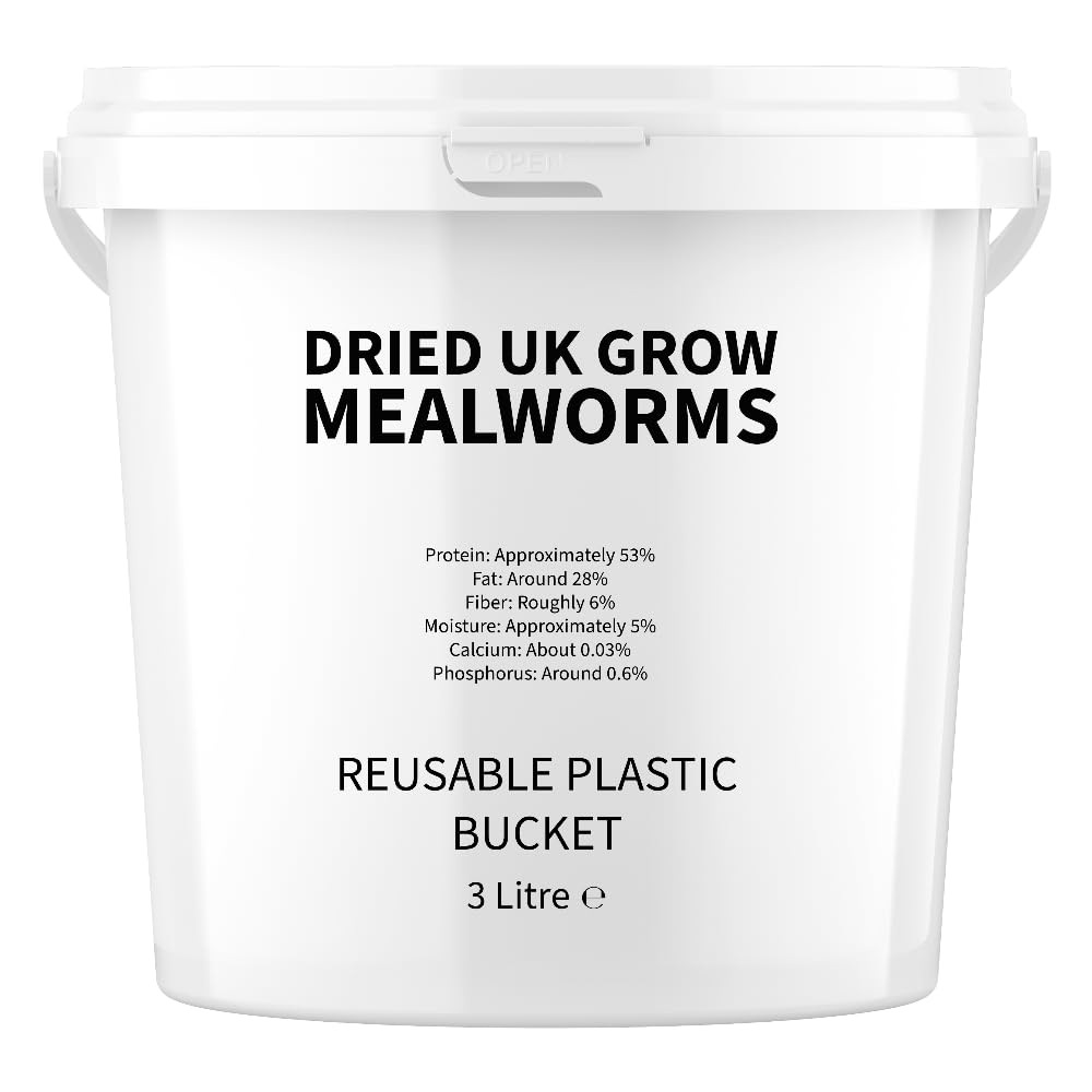 Dried Mealworms In Reusable Plastic Tub (1L Premium Bucket Of Mealworms)