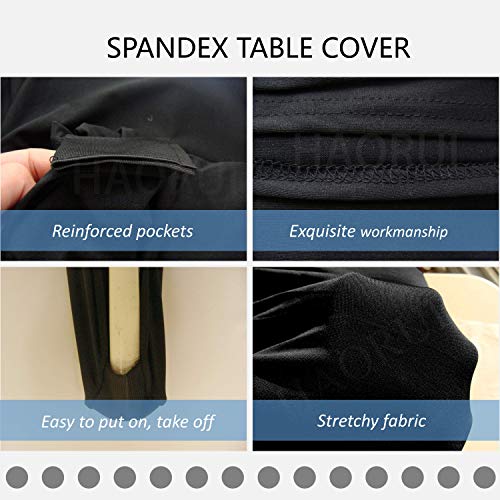 30 inch Highboy Cocktail Round Fitted Stretch Spandex Table Cover Cloth for Party Wedding Black HAORUI