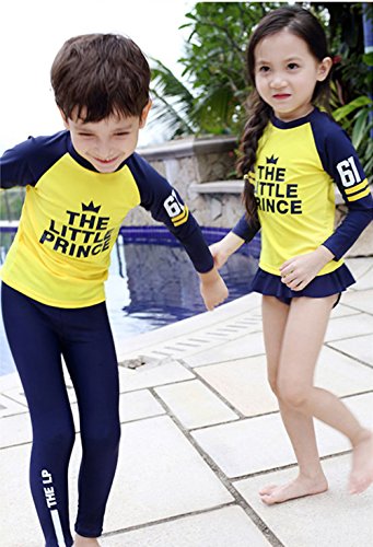 Monvecle Little Boys 2-Piece Beach Swimsuit Rash Guard Sun Protection Set UPF 50+ Boys Style 6-7Y