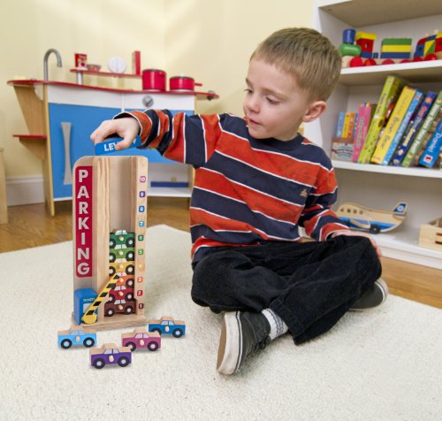 Melissa & Doug Stack & Count Wooden Parking Garage with 10 Cars