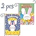 WATINC 2Pcs Happy Easter Garden Flag and Double Sided Welcome House Flag with Rabbit and Eggs, Indoor Polyester Party Decor Flags for Celebration, Festival Home Outdoor Flag Garden 12.4 x 18.5 Inch