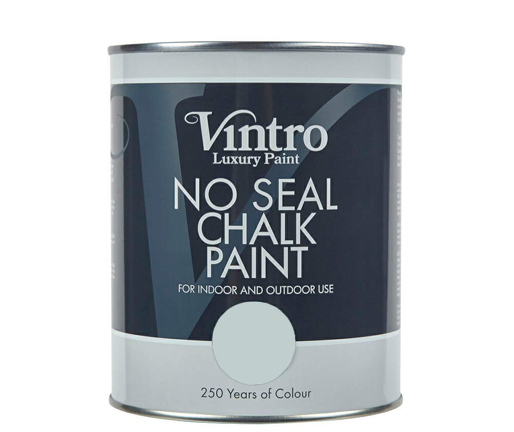 Vintro | No Seal Chalk Paint | Pale Blue-Green | Interior & Exterior Use | Furniture | Walls | Wood | Metal | 1 Litre (Harewood)