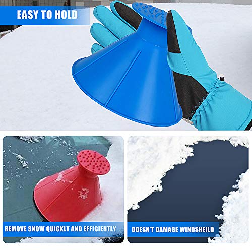 image for Feeke 2 Pack Ice Scraper Round Car Window Windshield Cone - Larger Cov