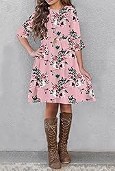HOSIKA Toddler Kid Floral Sundress 3/4 Sleeve