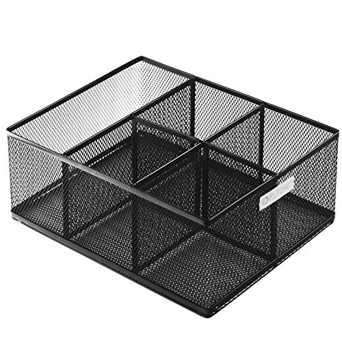 Eltow Cutlery Utensil Holder - Organizer Caddy with 5 Slots for Cups, Forks, Spoons, Plates, Napkins, Condiments and More - Mesh Holder is Excellent for Silverware Organization, Home and Kitchen DÃ©cor