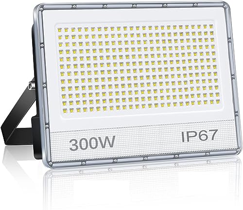 ANNIFUNLY Outdoor LED Spotlights 300W, IP67 Waterproof LED Spotlight, Cool White 6500K 30000 Lumen Floodlight for Ships, Sports Centers, Works, Court, Dock, Industrial Plant