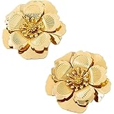 Gold Large Flower Earrings for Women Boho Petal Stud Earrings Layered Gold Silver White Petal Statement Jewelry Trendy Chunky Earrings