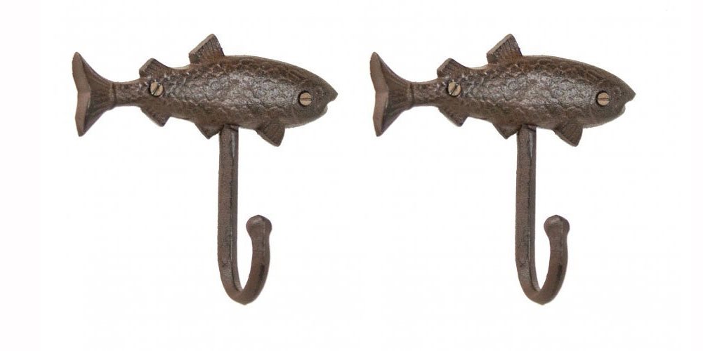 Rustic Finish Cast Iron Nautical and Maritime Fish Hook Hanger. 6