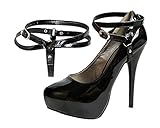 Eliza May Detachable Shoe Straps - to Hold Loose high Heeled Shoes, Wedges and Flats (Black Double Patent)
