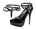 Eliza May Detachable Shoe Straps - to Hold Loose high Heeled Shoes, Wedges and Flats (Black Double Patent)