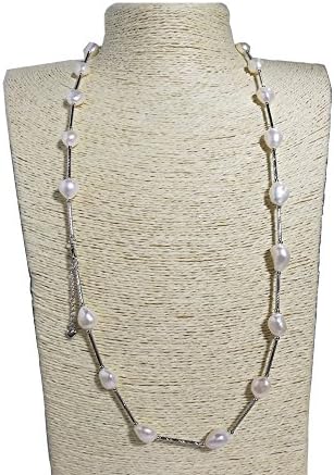 Yayipearl Women's Fashion Jewelry Pearl Sweater Chain Long Pendant Necklace-silver