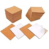 80 Pack Self-Adhesive Cork Sheets DIY Coaster Square Cork Coasters Premium Mini Wall Cork Tiles Ultra Strong Self Adhesive Backing (4