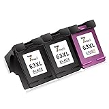 7Magic Remanufactured Ink Cartridge Replacement for HP 63XL 63 XL Use in Envy 4512 4516 4520 Officejet 3830 3831 4650 4655 Deskjet 2130 2132 3630 3632 3634 3636 Printer (2 Black & 1 Tri-Color)