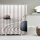 BROSHAN Neutral Bathroom Shower Curtain, Modern Simple Zen Stone in Sand Japanese Spiritual Meditation Spa Art Bath Curtain, Grey Waterproof Bathroom Accessories Set,72 x 72 Inch