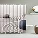 Fabric Bathroom Shower Curtain,Zen Stone in Sand Japanese Garden Meditation and Balance for Relaxation Printed Bathroom Curtain,Waterproof Mildew Resistant Non Toxic Bathroom Accessories,72x72 Inch