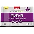Maxell – MAX639013, DVD-R Blank Disc - 4.7GB Storage Capacity with 16X Write Speed - Write-Once Format for Large File & Superior Archival Life - Compatible with DVD/Player - 50 Pack Spindle Silver
