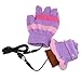 USB Heating Winter Gloves, Iusun Women Hand Warm Gloves Heated Fingerless Warmer Mitten (Purple)