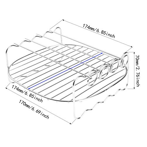 Double Layer Skewer Rack Tray Air Fryer with 4 Skewers, Metal holder