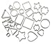 Cookie Cutter Set - 24 Piece Metal Fondant Mini Biscuit Cutter Shapes with Hearts, Stars, Flowers and Geometric Shapes for Baking, Dessert and Cake Decoration - Silver